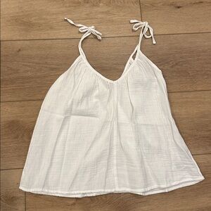 White Gauzy Tie-Strap Top